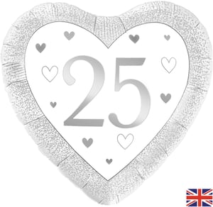 a heart shaped balloon with the number 25 on it