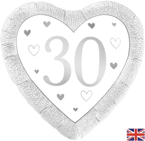 a heart shaped balloon with the number 30 on it
