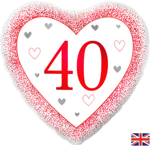 a heart shaped balloon with the number 40 on it