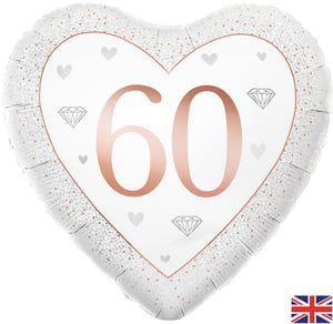 a heart shaped balloon with the number 60 on it