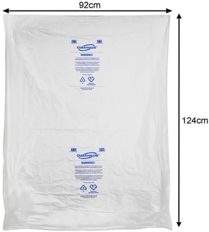 a white plastic bag with a warning label on it