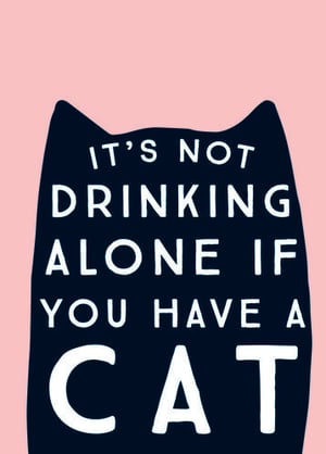 a poster that says it 's not drinking alone if you have a cat