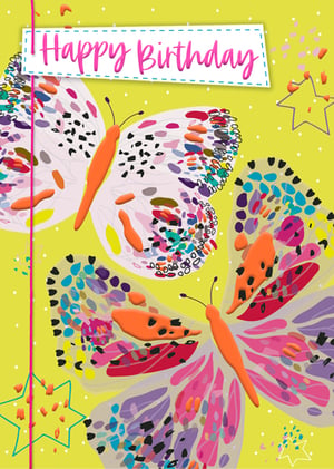 a birthday card with colorful butterflies and the words happy birthday