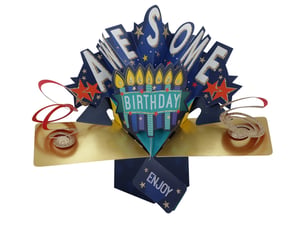 A birthday card that says "awesome birthday" on it.
