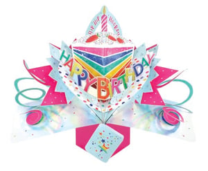 A colorful birthday card that says "Happy Birthday."