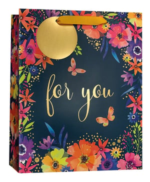 a gift bag that says for you on it