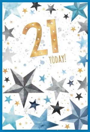 A birthday card that says "21 today" on it.