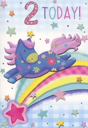 A birthday card with a bunny and the number 2.