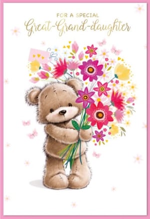 a teddy bear is holding a bouquet of flowers .