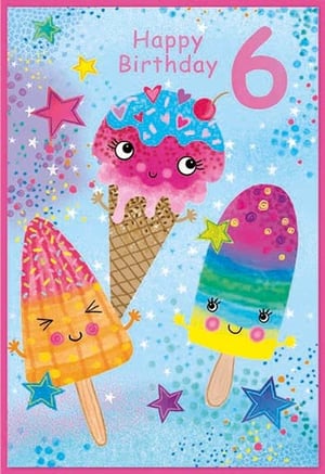 a happy birthday card for a girl with ice cream cones and popsicles .