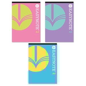 three easynote notebooks with different colors and designs