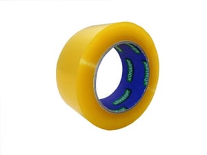 a roll of yellow ultratape tape on a white background