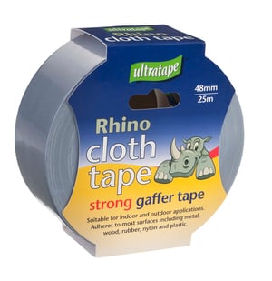 A roll of rhino cloth tape with a picture of a rhino on the package.