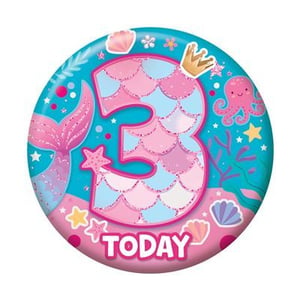 a 3rd birthday plate with a mermaid tail and a crown on it .