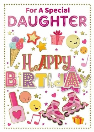 a birthday card for a special daughter with roller skates and ice cream cones