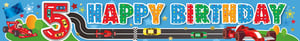 a blue banner that says happy birthday on it