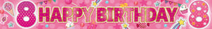 a pink banner that says happy birthday on it