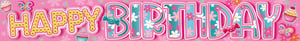 a pink banner that says happy birthday on it
