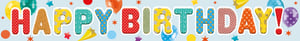 a happy birthday banner with balloons and stars