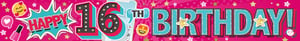 a pink banner that says happy 16th birthday