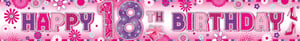 a pink banner that says happy 8th birthday