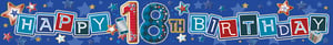a blue banner that says happy 18th birthday