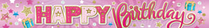 a pink banner that says happy birthday on it