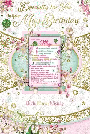 a card that says especially for you on your may birthday