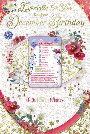 a greeting card that says ' especially for you on your december birthday '