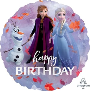 a frozen 2 balloon that says happy birthday