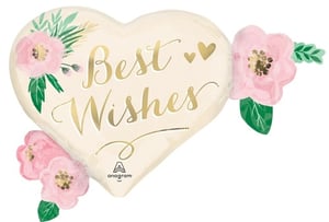 a heart shaped balloon that says best wishes