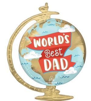 a globe shaped balloon that says world 's best dad