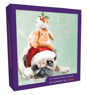 a box of christmas cards that say time to get into the christmas spirit