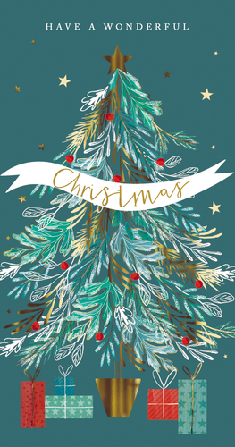 a christmas card with a christmas tree and the words have a wonderful