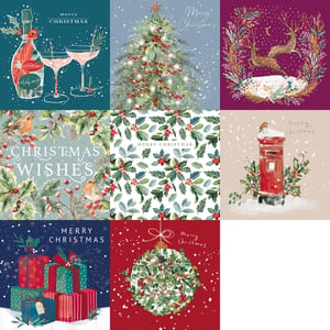 Introduce a touch of festive cheer with our wonderful collection of 6 Contemporary Charity Cards from the Great British Card Company. This wholesale pack of 32 cards features 8 assorted designs, offering a card for every taste and recipient. Discover charming robins, classic holly patterns, festive Christmas trees, and celebratory drinks. Each design beautifully captures the spirit of Christmas, from traditional scenes with leaping deer to modern stacks of presents. These attractive cards not only spread cheer but also support a good cause. Perfect for retailers looking to offer a diverse and meaningful range this Christmas, stock up on these quality, appealing cards today.