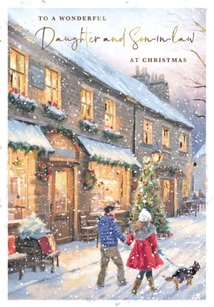 a christmas card that says to a wonderful daughter and son-in-law at christmas
