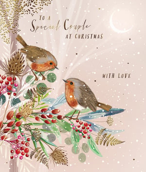 a christmas card that says to a special couple at christmas with love