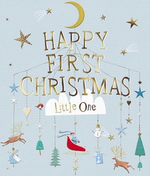a christmas card that says happy first christmas little one