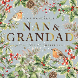 a christmas card that says nan and grandad with love at christmas