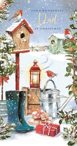 it is a christmas card for a wonderful dad .