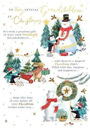 a christmas card that says to very special grandchildren at christmas