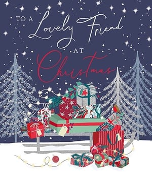 a christmas card that says to a lovely friend at christmas