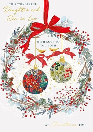 it is a christmas card for a daughter and son-in-law .