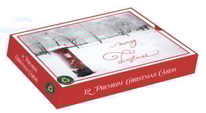 a box of 12 premium christmas cards says merry christmas