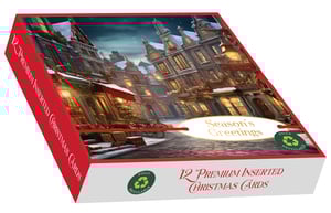 a box of 12 premium inserted christmas cards
