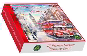 a box of 12 premium inserted christmas cards