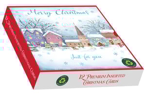 a box of 12 premium inserted christmas cards
