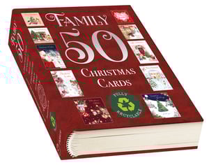 a book titled family 50 christmas cards