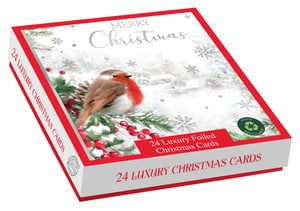 a box of 24 luxury foiled christmas cards