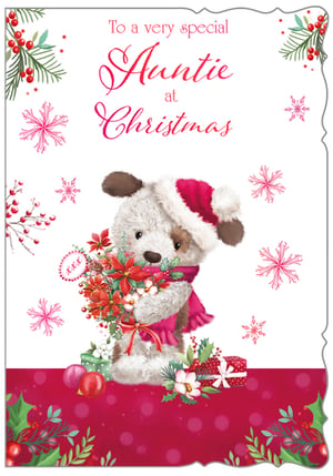 a christmas card that says to a very special auntie at christmas
